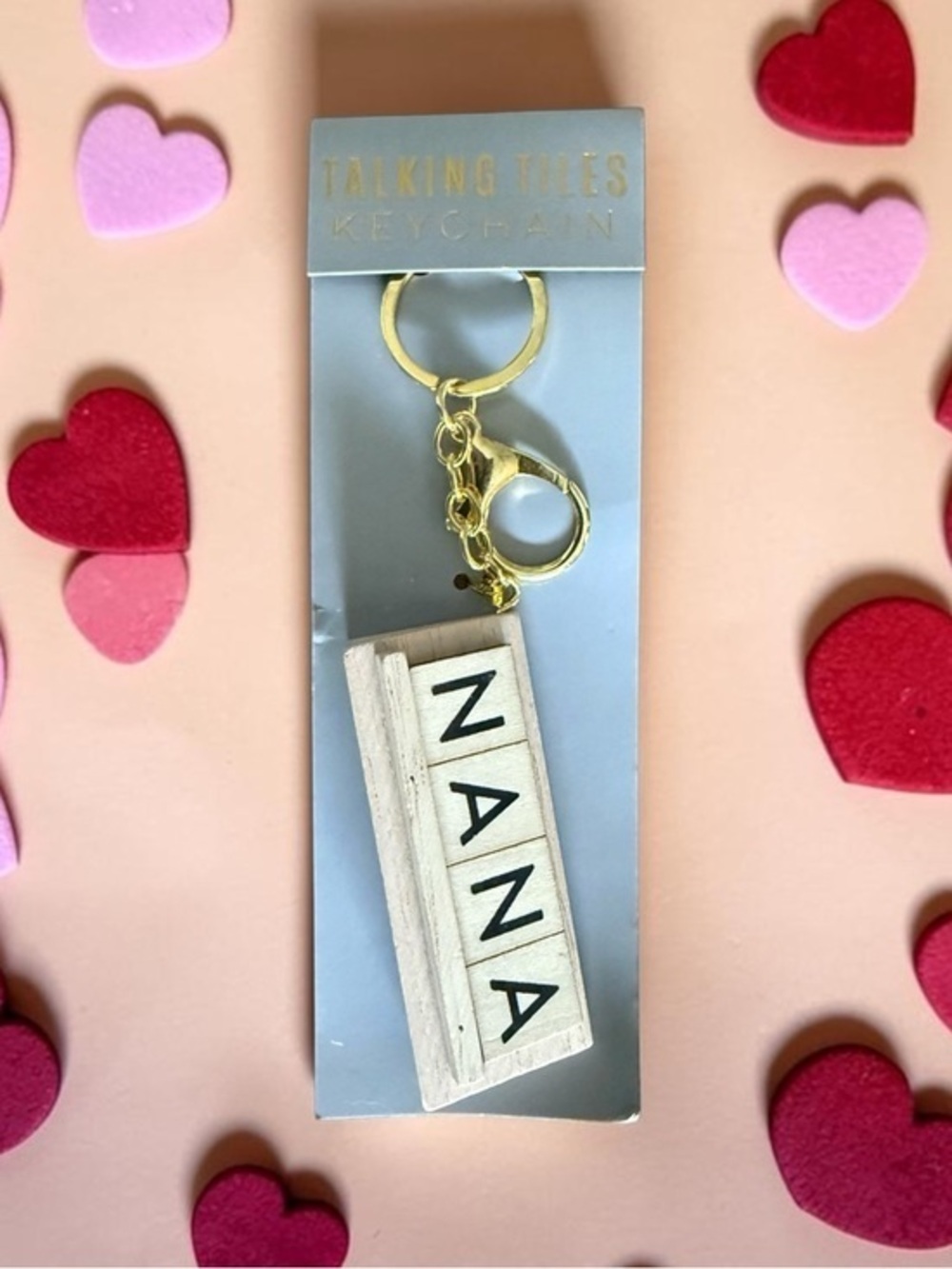 🫶🏻 NANA Gold-Keyring Wooden Tile Name Keychain